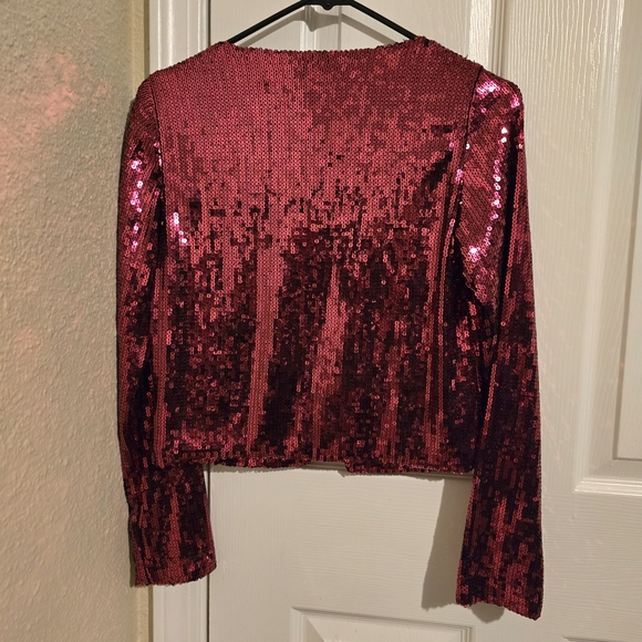 Express Pink Sequin Tie-Front Top NWT Size XS - Picture 6 of 10